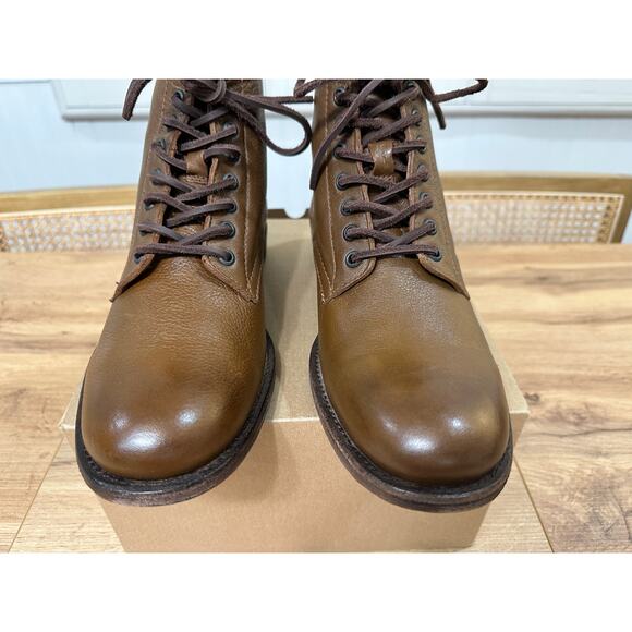Frye Men's Tyler Lace Up Boots Cognac Full Grain Leather Size 8 NWOB Classic - Picture 6 of 12